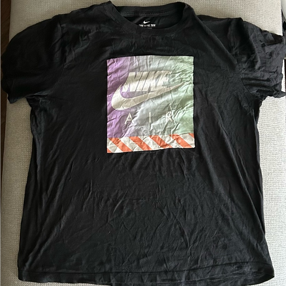 Nike Men's Black Tee with Multicolor Graphic